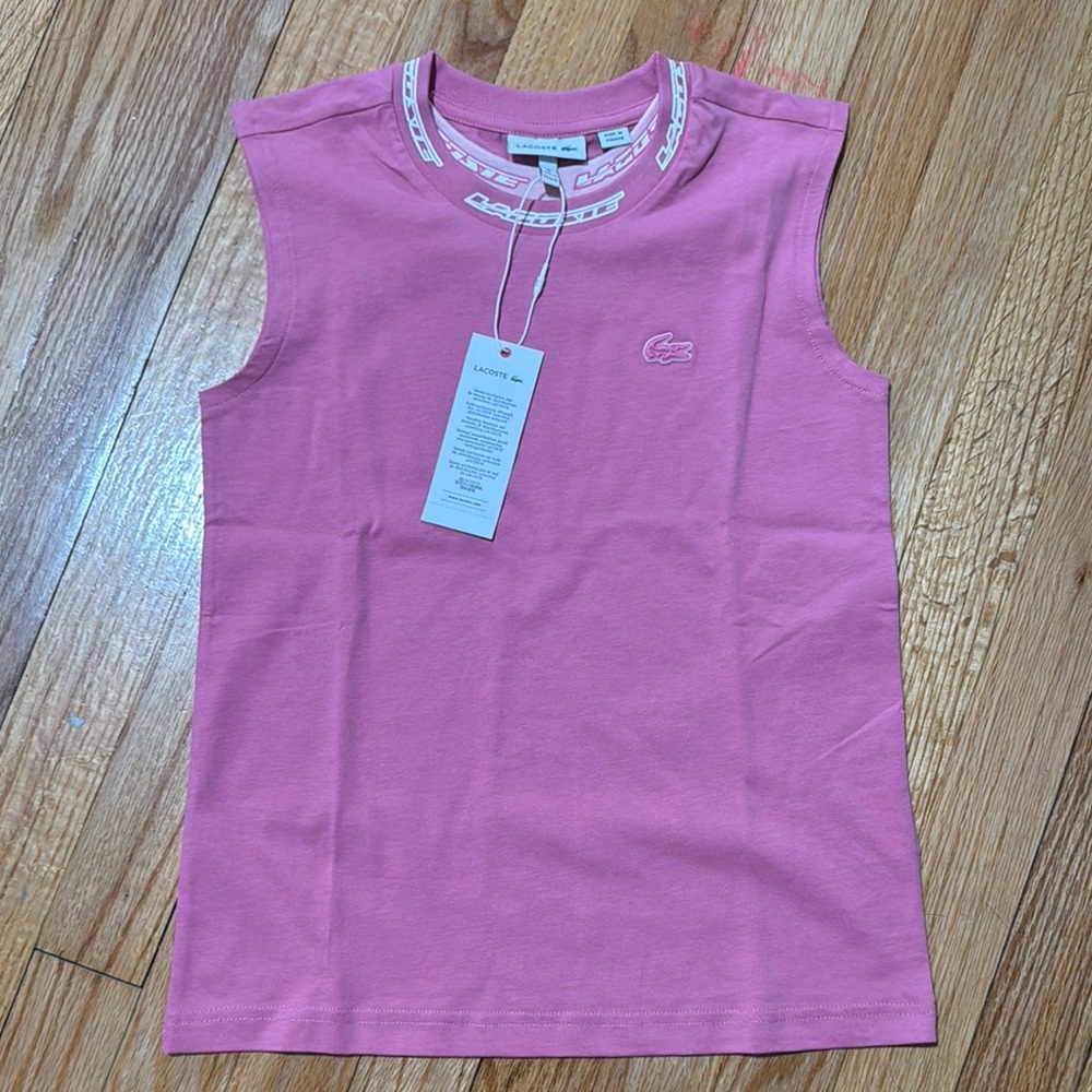 Lacoste Pink Tank Top Sleeveless Classic Design